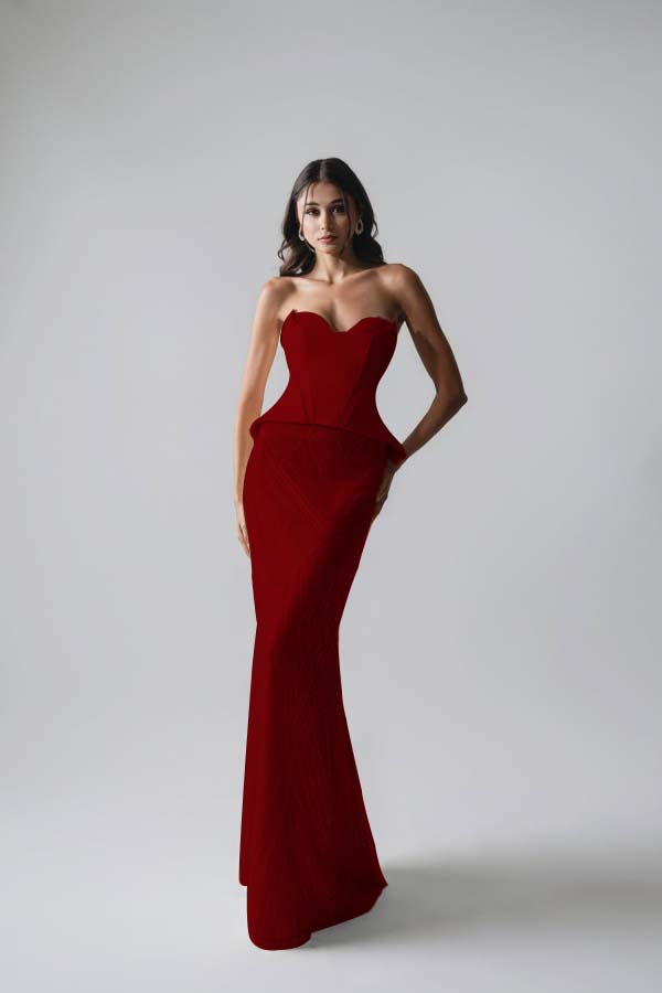 Sleeveless Strapless Long Mermaid Prom Dress With Pleated Sequins WQ0265