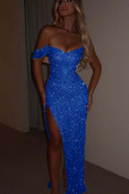 One Shoulder Strapless Sleeveless Long Mermaid Prom Dress With Split MS0185