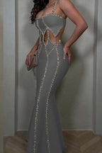 Spaghetti Strap Sleeveless Mermaid Long Prom Dress With Beading XJ0342