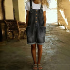 Women's Vintage Distressed Washed Shorts Jumpsuit