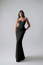 Sleeveless Strapless Long Mermaid Prom Dress With Pleated Sequins WQ0265