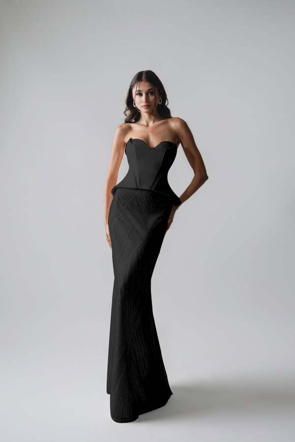 Sleeveless Strapless Long Mermaid Prom Dress With Pleated Sequins WQ0265