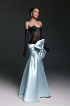 Strapless Sweetheart Sleeveless Long Mermaid Prom Dress With Gloves WQ0174