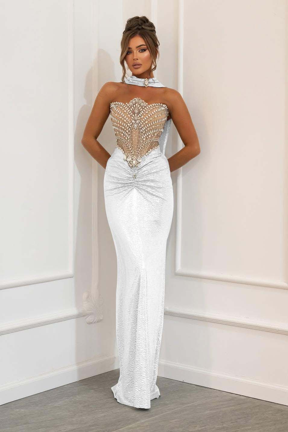 Strapless Sleeveless Long Mermaid Prom Dress With Beading Pleated WQ0179