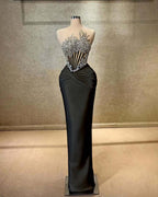 Strapless Sleeveless Long Mermaid Prom Dress With Beading Pleated YK0451