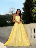 Chic Strapless Sleeveless Long A Line Prom Dress With Pleated YK0232