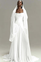 Chic Strapless Sleeveless Long Prom Dress With Pleated Ruffles WQ0086