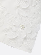 White 3D Floral Pearl Classic Boat Neck Sleeveless A-Line Mini Dress