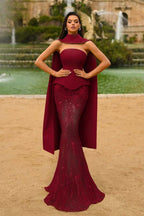 Strapless Sleeveless Long Mermaid Prom Dress With Appliques WQ0321