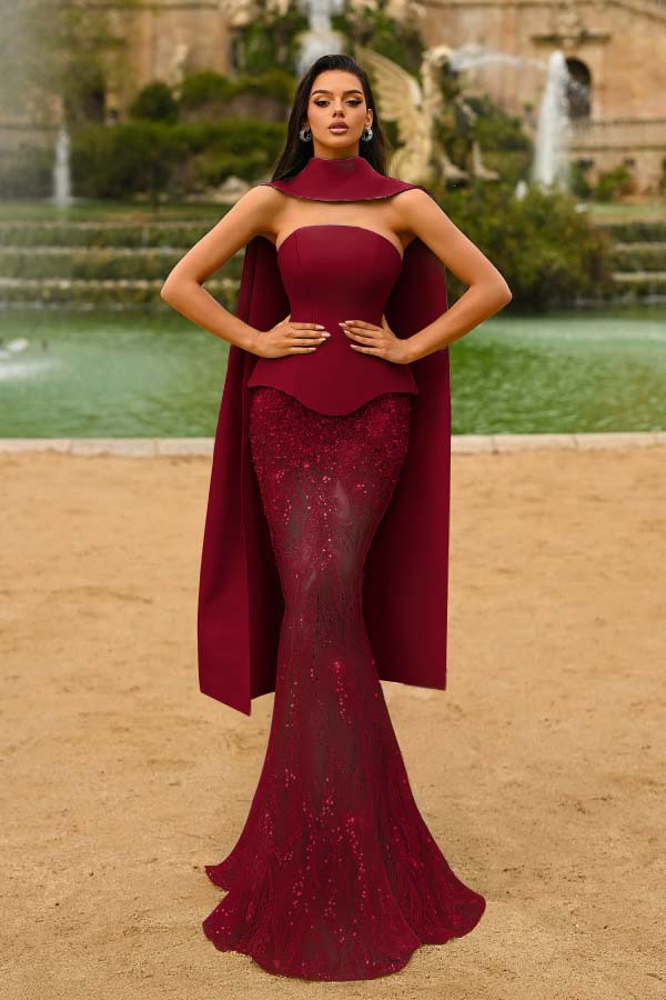Strapless Sleeveless Long Mermaid Prom Dress With Appliques WQ0321