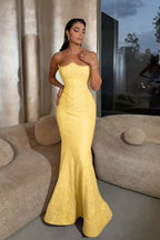 Cocoslly Strapless Sleeveless High Waist Long Mermaid Prom Dress | Lilac Sequins ZT0602