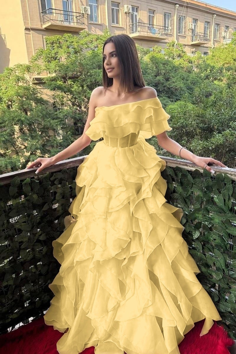 Cocoslly One Shoulder Sleeveless High Waist Long Prom Dress With Ruffles | Pink Chiffon XJ0753