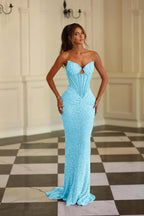 Chic Strapless Sleeveless Long Mermaid Prom Dress With Beading WQ0278