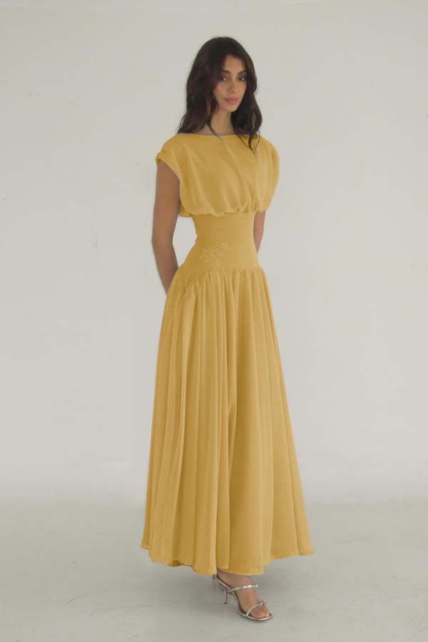 Cocoslly Bateau Simple Summer Sleeveless Long Prom Dress With Beadings | Lilac Chiffon ZT0652