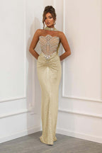 Strapless Sleeveless Long Mermaid Prom Dress With Beading Pleated WQ0179