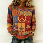 Persian Art Retro Pattern Women's Round Neck Casual Sweatshirt