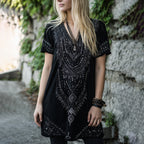 Women's Vintage Boho Nepal Ethnic Art Mini Dress