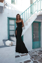 Strapless Sleeveless Long Mermaid Prom Dress With High Split YK0120