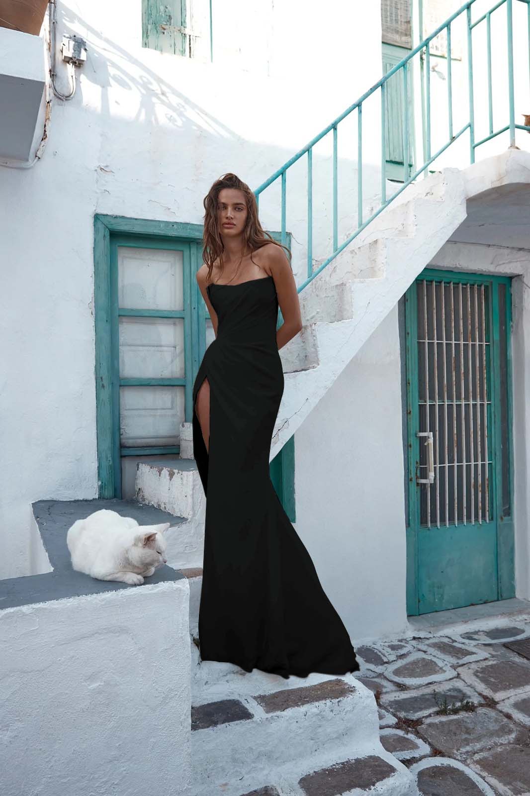 Strapless Sleeveless Long Mermaid Prom Dress With High Split YK0120