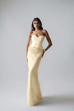 Sleeveless Strapless Long Mermaid Prom Dress With Pleated Sequins WQ0265