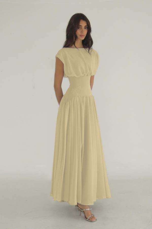 Cocoslly Bateau Simple Summer Sleeveless Long Prom Dress With Beadings | Lilac Chiffon ZT0652