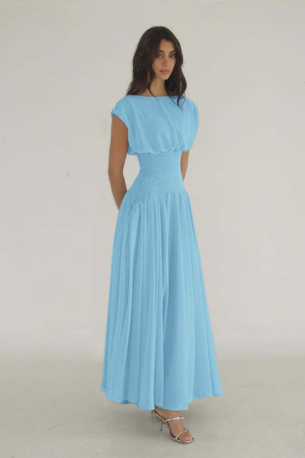 Cocoslly Bateau Simple Summer Sleeveless Long Prom Dress With Beadings | Lilac Chiffon ZT0652