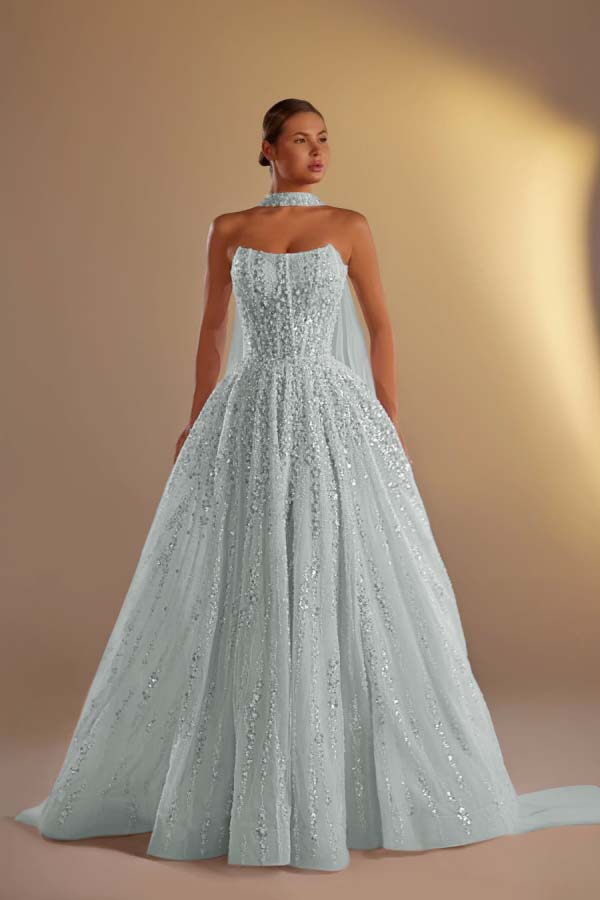 Strapless Sleeveless Long A Line Prom Dress With Pleated Beading WQ0308
