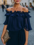Off-Shoulder Ruffled Chiffon Top