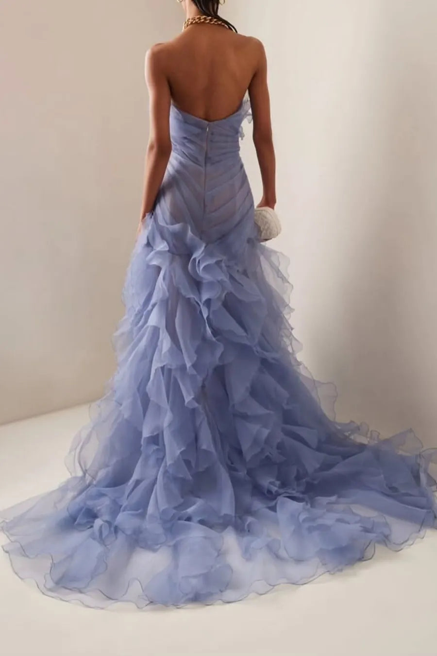 Strapless Sleeveless Long High Split Prom Dress With Pleated XJ0663