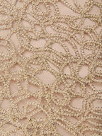Champagne Lace Satin Halter Crew Neck Sleeveless A-Line Maxi Dress