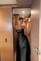 Strapless Sleeveless Long Prom Dress With Pleated Appliques JQ0079