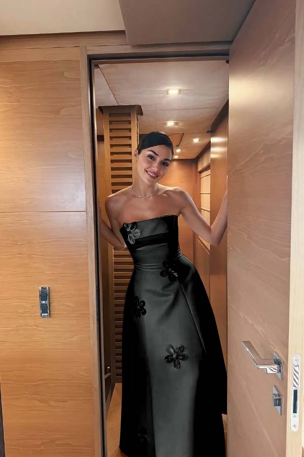 Strapless Sleeveless Long Prom Dress With Pleated Appliques JQ0079