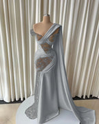 Cocoslly Strapless Sleeveless High Waist Long Prom Dress With Lace And Beading Pearls | Black Satin JZ0166