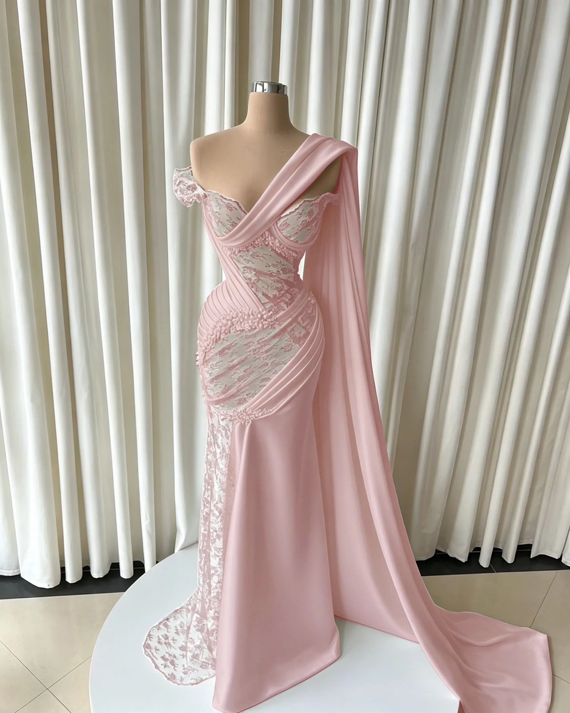 Cocoslly Strapless Sleeveless High Waist Long Prom Dress With Lace And Beading Pearls | Black Satin JZ0166