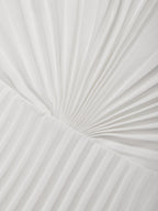 White Pleated Satin Strapless Sleeveless A-Line Maxi Dress