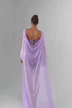 Cocoslly Strapless Sleeveless High Waist Short Prom Dress With Shawl And Sequins | Lilac Tassel CO0209