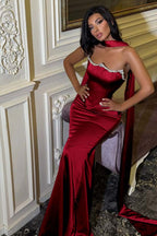 Strapless Sleeveless Long Mermaid Prom Dress With Beading Pleated YK0067