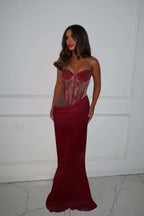 Strapless Sleeveless Long Mermaid Prom Dress With Lace Pleated WQ0270