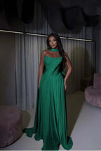 Cocoslly Strapless Sleeveless High Waist Long Prom Dress With Appliques And Scarf | Daffodil Chiffon YQ0072