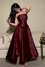 Strapless Sleeveless Long Prom Dress With Pleated Appliques WQ0031