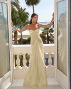 Strapless Sleeveless Sweetheart Long Mermaid Prom Dress With Pleated YK0151
