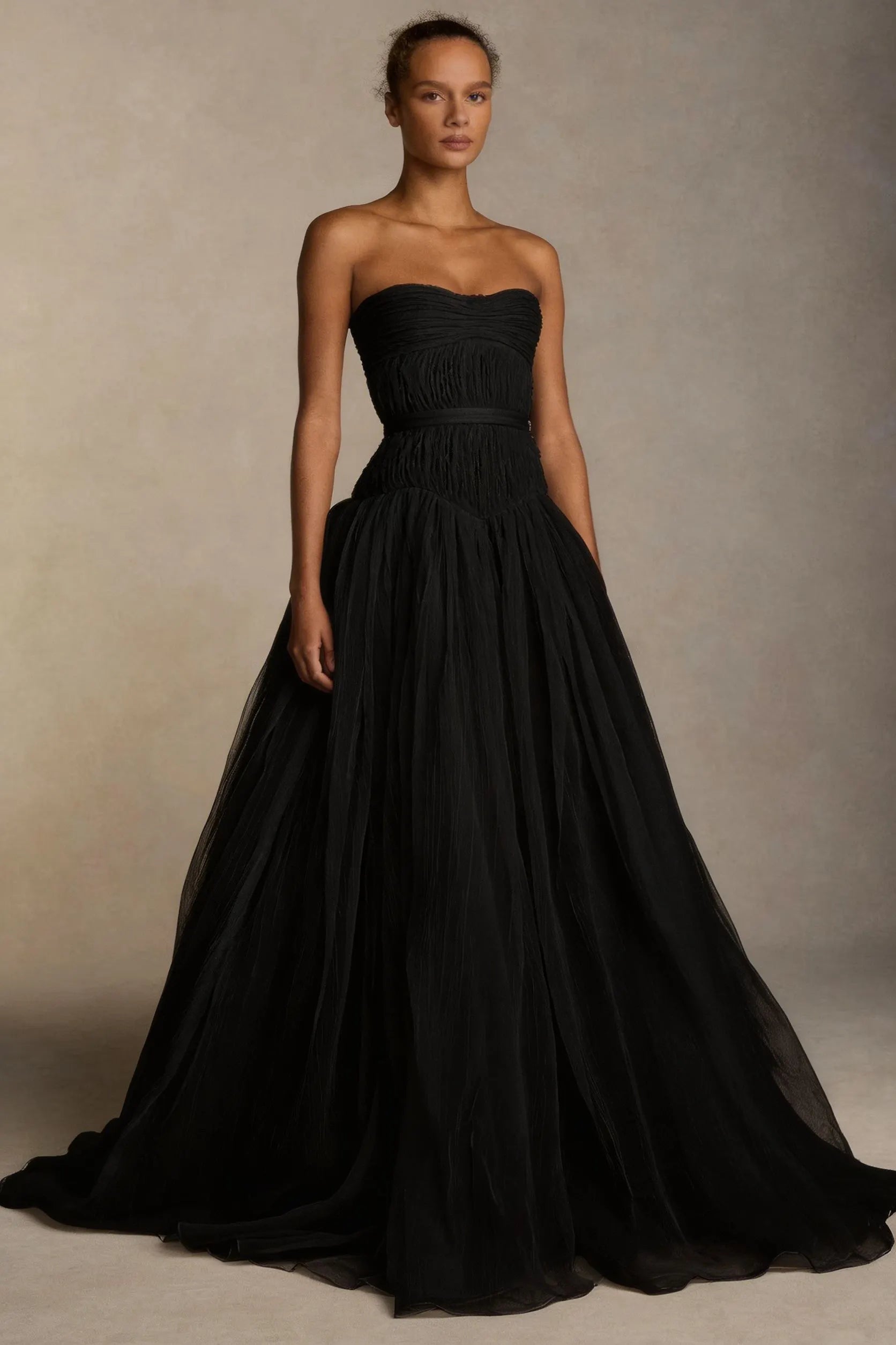 Cocoslly Strapless Sleeveless High Waist Long Prom Dress With Pleated | White Chiffon YC0565