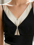 Contrast Panel V-Neck Cutout Camisole Top