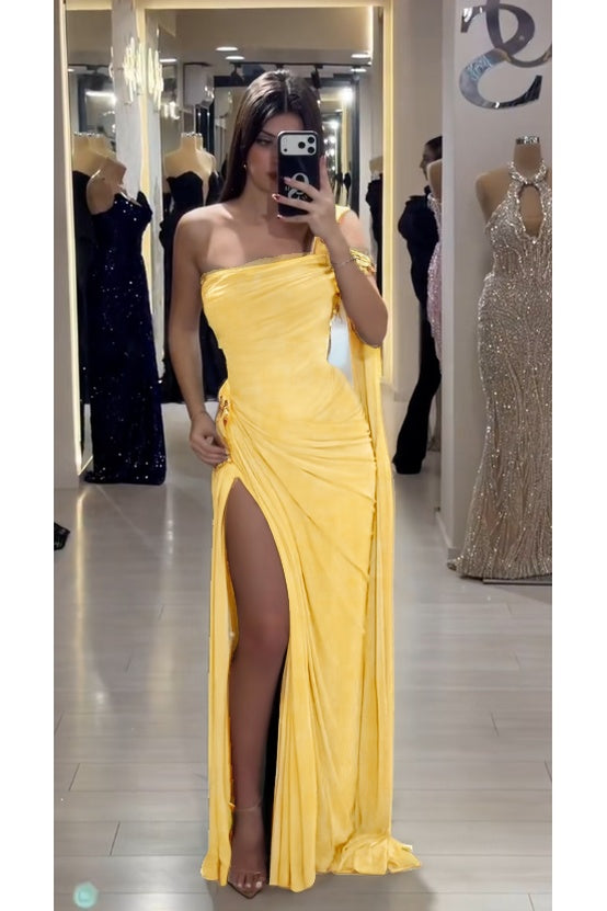Cocoslly Sleeveless High Waist Long Prom Dress With Deep Split | Olive Green Chiffon CO0146