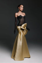 Strapless Sweetheart Sleeveless Long Mermaid Prom Dress With Gloves WQ0174