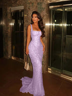 Spaghetti Strap Sleeveless Long Mermaid Prom Dress With Beading YK0285
