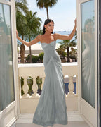 Strapless Sleeveless Sweetheart Long Mermaid Prom Dress With Pleated YK0151