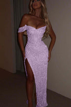 One Shoulder Strapless Sleeveless Long Mermaid Prom Dress With Split MS0185