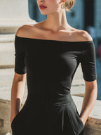 Off-Shoulder Fitted Short-Sleeve Top