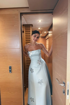 Strapless Sleeveless Long Prom Dress With Pleated Appliques JQ0079